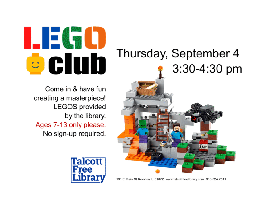 Image of a lego design with text repeated in caption