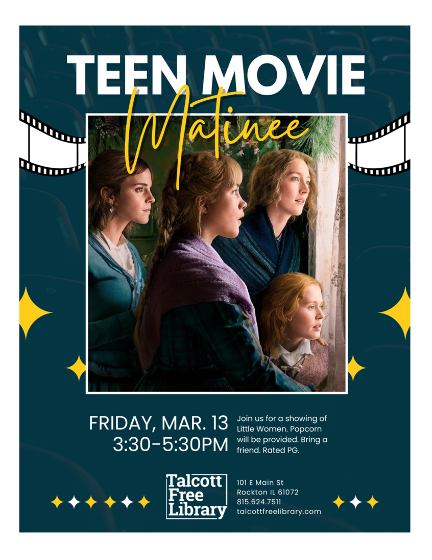 Teen Movie Night over the image of poster of the movie Little Women. Text copied in caption.