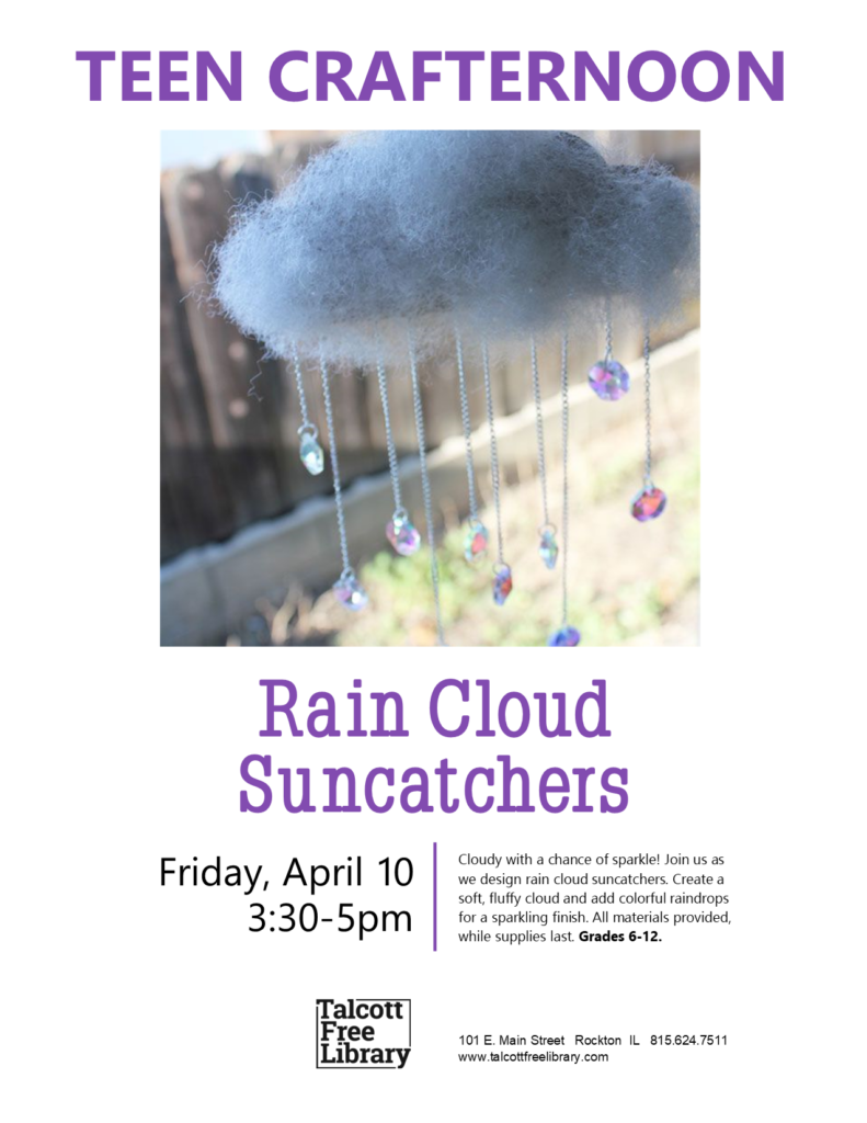 An image of a white cloud with glass beads hanging down like rain drops against a white background. Text repeated in caption below.