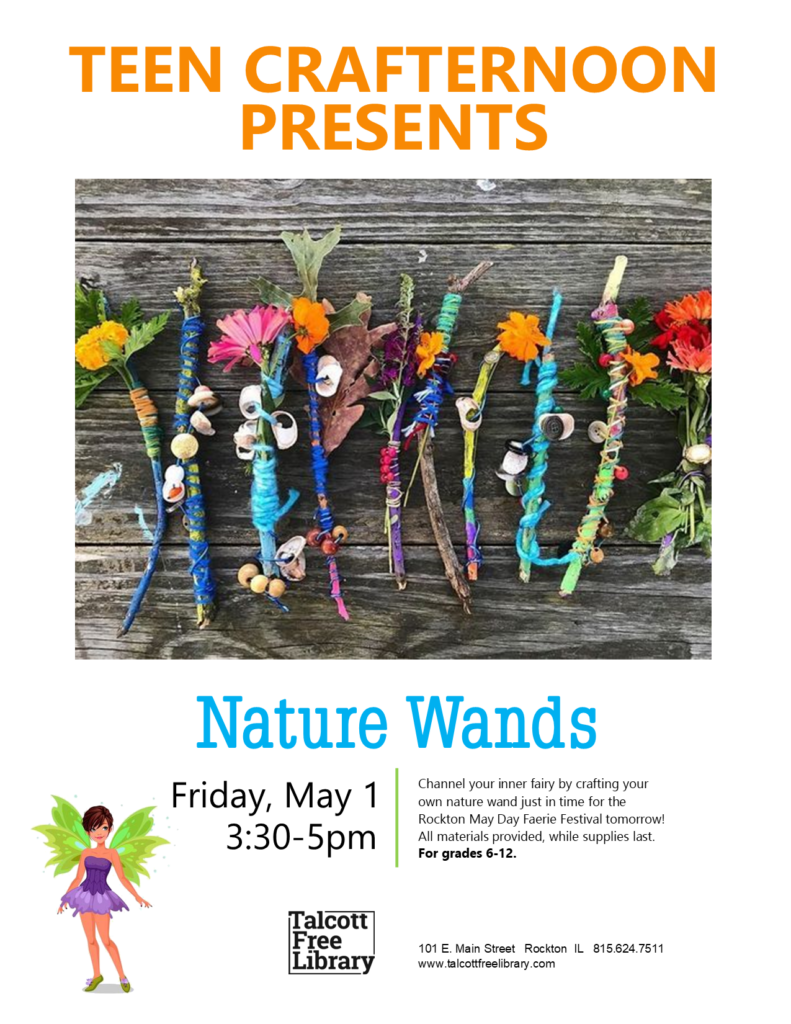 A picture of colorful nature wands on a piece of wood. Text copied in caption below.